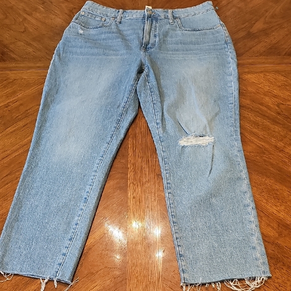 Madewell Denim - Madewell Light BNWT Fringe Curve Vintage Boho Distressed Oversize Jean Sz 32